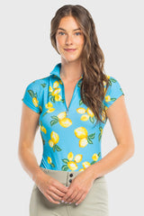 Azure Lemons Cap Sleeve 1/4 Zip Sun Shirt Kastel Denmark