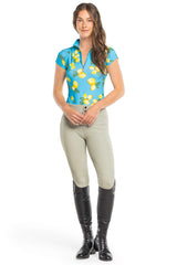 Azure Lemons Cap Sleeve 1/4 Zip Sun Shirt - [Kastel]