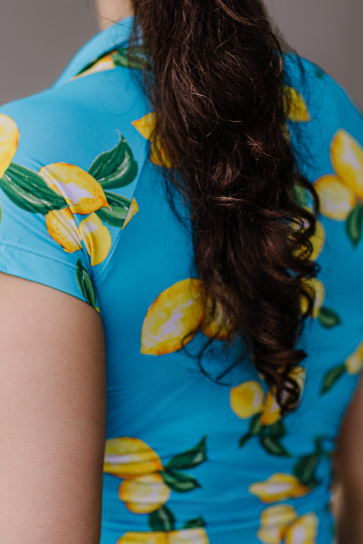 Azure Lemons Cap Sleeve 1/4 Zip Sun Shirt - [Kastel]