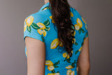 Azure Lemons Cap Sleeve 1/4 Zip Sun Shirt - [Kastel]