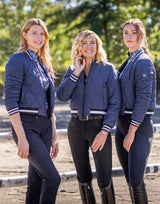 Navy Quilted Sporty Trim Full Zip Bomber Jacket