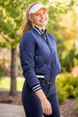 Navy Quilted Sporty Trim Full Zip Bomber Jacket Kastel Denmark