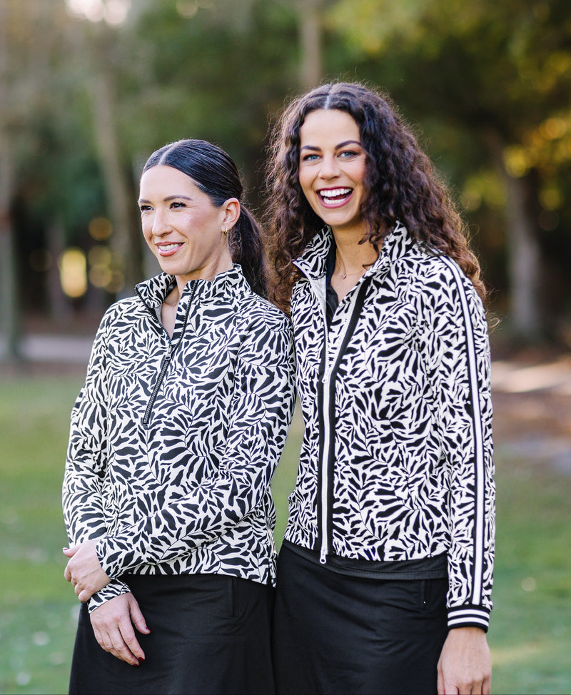 Black & White Climbing Vine ½ Zip Scuba Pullover