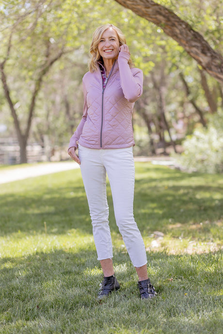 Dusty Mauve Quilted Front Full Zip Jacket - FINAL SALE Kastel Denmark