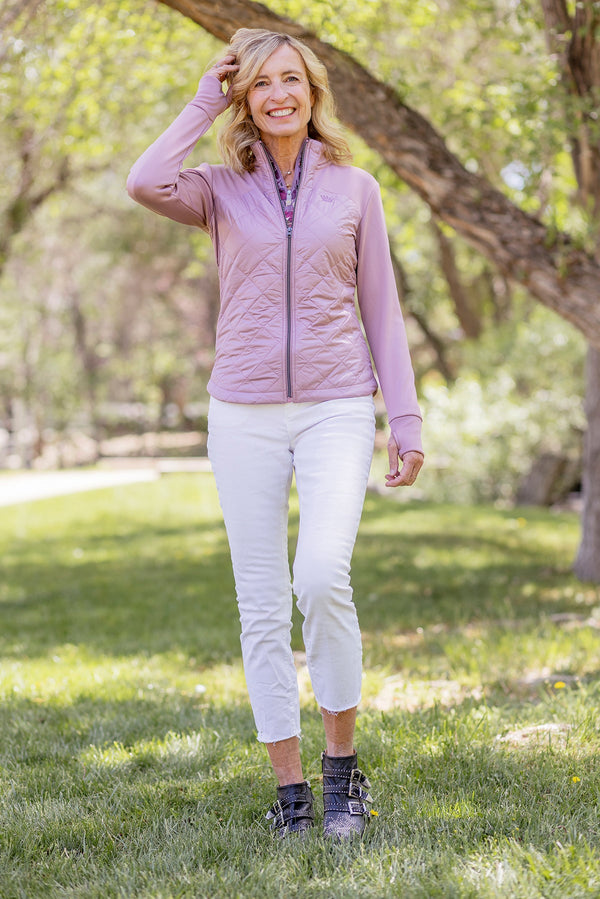 Dusty Mauve Quilted Front Full Zip Jacket - FINAL SALE Kastel Denmark