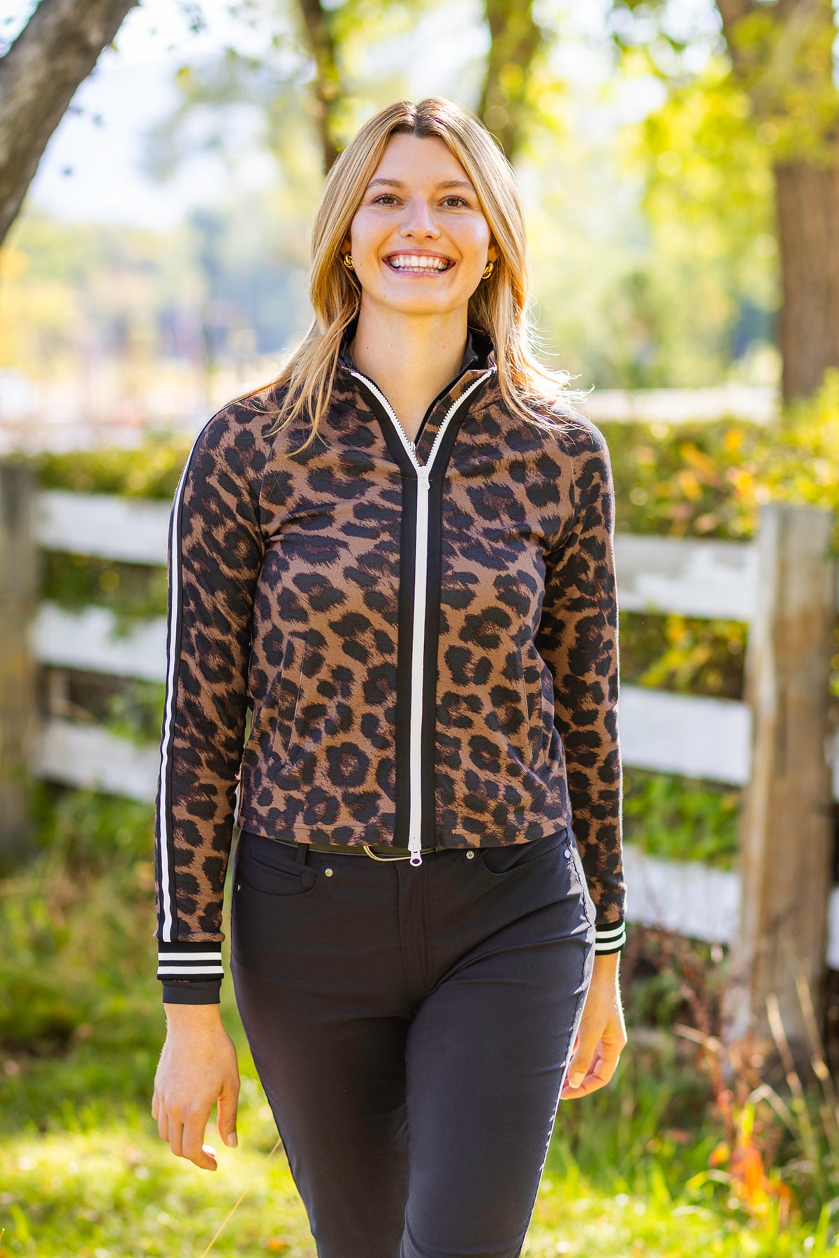 Espresso Leopard Full Zip Track Jacket Kastel Denmark