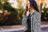 Black & White Climbing Vine Full Zip Track Jacket w/Striped Trim - [Kastel]