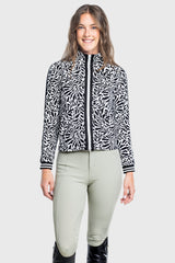 Black & White Climbing Vine Full Zip Track Jacket w/Striped Trim