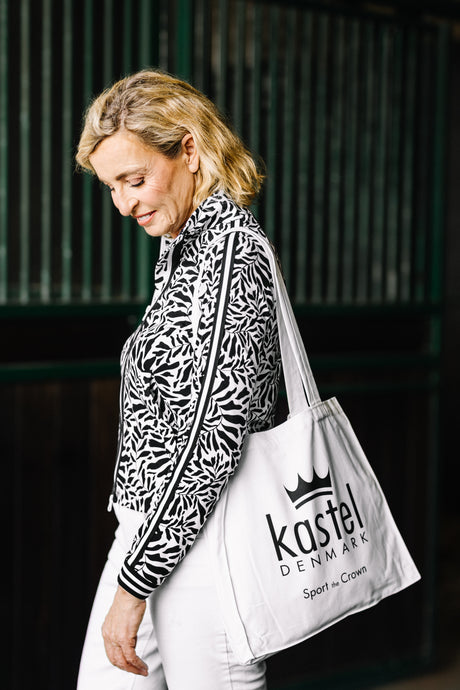 Black & White Climbing Vine Full Zip Track Jacket w/Striped Trim - [Kastel]