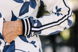 Indigo Lithograph Leaf Full Zip Track Jacket w/Striped Trim - [Kastel]