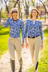 Pacific Blue Wild Rose Long Sleeve Rugby Sweatshirt Kastel Denmark