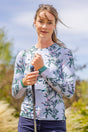 Powder Blue Botanical W/ Striped Cuff Long Sleeve Crewneck Sun Shirt Kastel Denmark