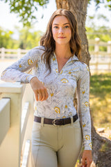 Long Sleeve Dove Vintage Jacobean 1/4 Zip Sun Shirt