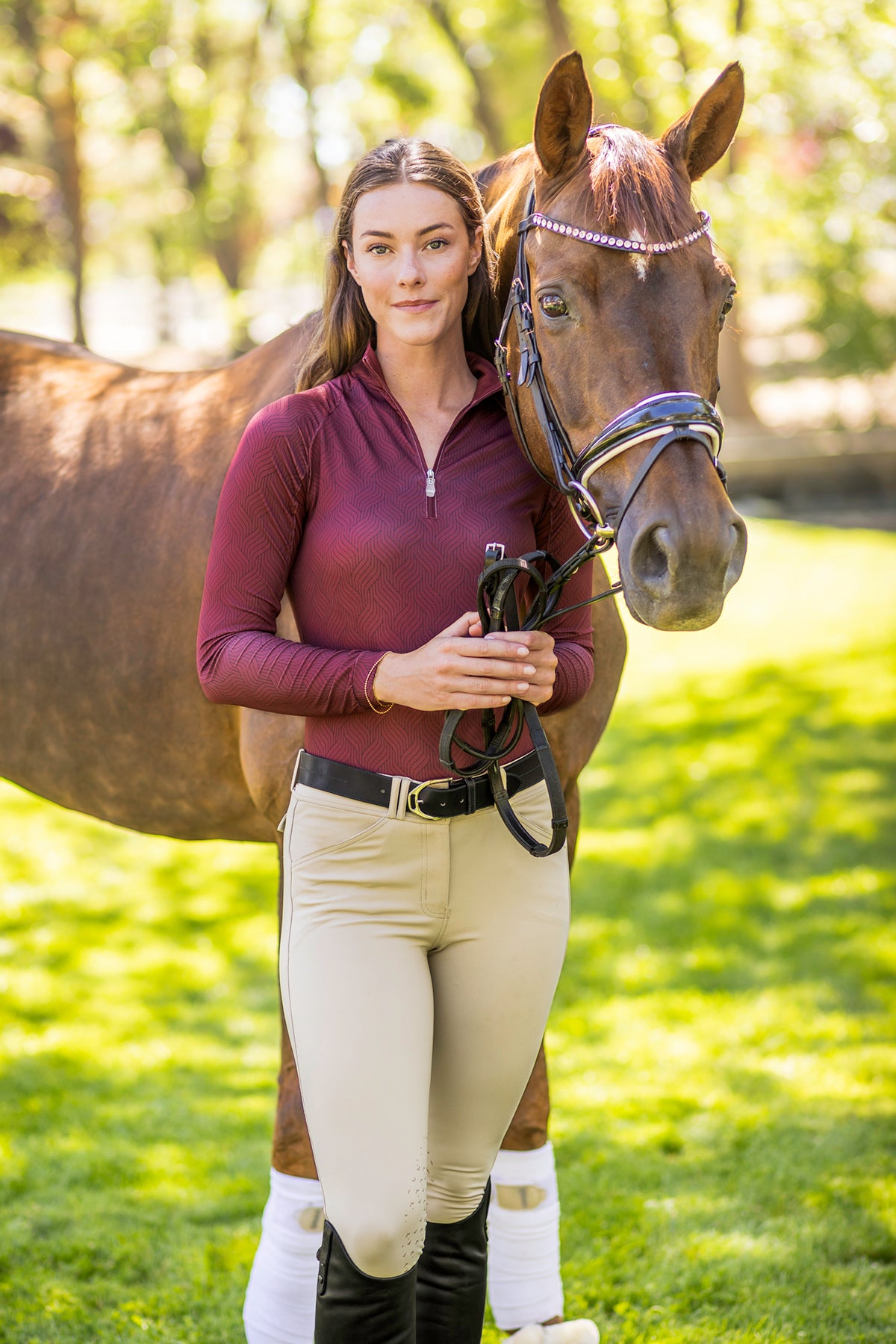 Oxblood Herringbone 1/4 Zip Long Sleeve Sun Shirt Kastel Denmark US