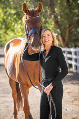 Black Crystal Zipper Ribbed Mock Neck Sweater