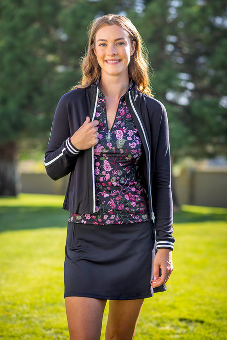 Long Sleeve Full Zip Black Track Jacket - [Kastel]