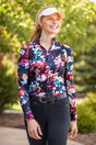 Black Watercolor Floral Long Sleeve 1/4 Zip Sun Shirt Kastel Denmark