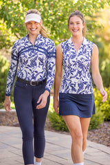 Gardenia Climbing Vine Long Sleeve Chevron 1/4 Zip Sun Shirt