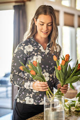 Slate Garden Rose Long Sleeve 1/4 Zip Sun Shirt