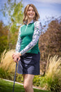 Powder Blue Botanical W/ Kelly Green Body Raglan Long Sleeve 1/4 Zip Sun Shirt Kastel Denmark