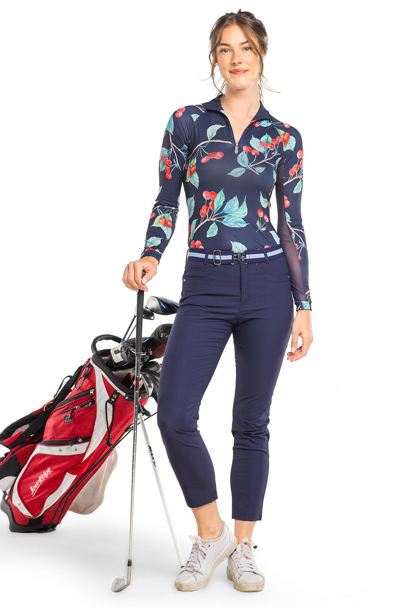 Navy and Light Blue Striped Stretch Belt - [Kastel]