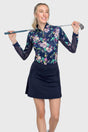 Navy Lush Garden 1/4 Zip Long Sleeve Shirt - [Kastel]