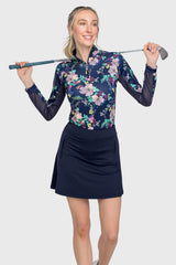 Navy Lush Garden 1/4 Zip Long Sleeve Shirt