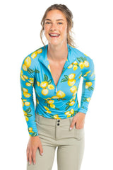 Azure Lemons Long Sleeve 1/4 Zip Sun Shirt - [Kastel]