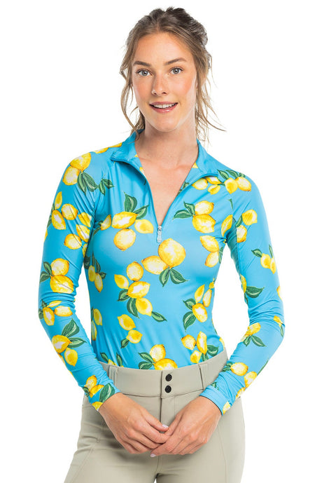 Azure Lemons Long Sleeve 1/4 Zip Sun Shirt - [Kastel]