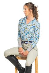 Robin's Egg Belt Print Long Sleeve  1/4 Zip Sun Shirt - [Kastel]