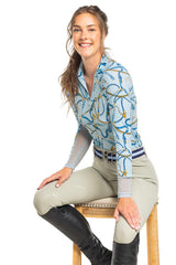 Robin's Egg Belt Print Long Sleeve  1/4 Zip Sun Shirt - [Kastel]