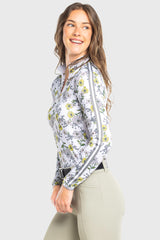 Yellow Wild Poppies Long Sleeve 1/4 Zip Sun Shirt With Trim Kastel Denmark