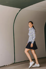 Yellow Wild Poppies Long Sleeve 1/4 Zip Sun Shirt With Trim - [Kastel]