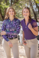 Violet Galloon Lace Cap Sleeve 1/4 Zip Sun Shirt Kastel Denmark US