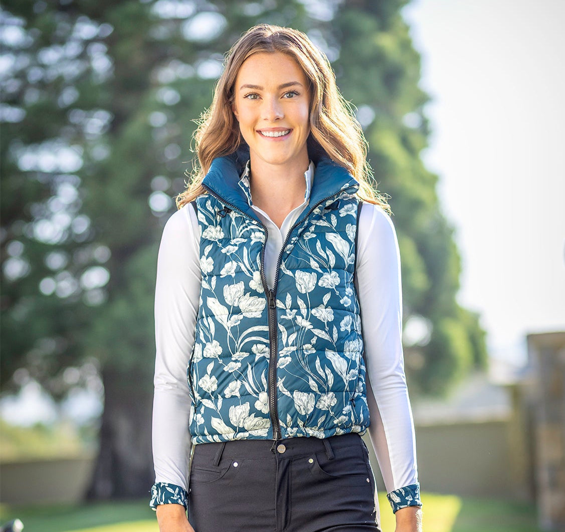Long Sleeve Tailored Shirt with Sailor Blue French Tulip Inner Print - [Kastel]