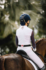 Elegant White & Navy Power Mesh Long Sleeve Show Shirt - [Kastel]