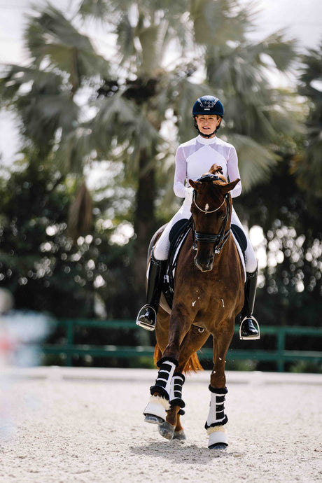 Elegant White Power Mesh Long Sleeve Show Shirt - [Kastel]