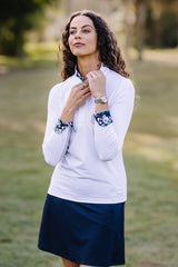 Navy Lush Garden Tailored White Long Sleeve Show Shirt Kastel Denmark