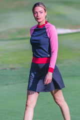 Navy, Hot Pink, & Wine Color Block Long Sleeve Crewneck Sweater Kastel Denmark