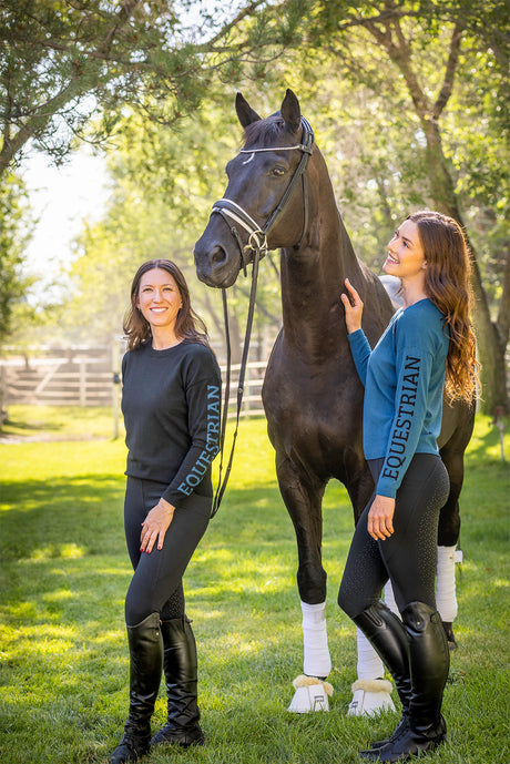 Sailor Blue with Black "Equestrian" Crewneck Sweater Kastel Denmark