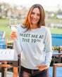 "Meet Me At The 19th" Long Sleeve Crewneck Sweater in Powder Blue & Foliage Green Kastel Denmark
