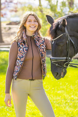 Chocolate Brown Pansies Reversible Puffer Vest w/Chocolate Brown Reverse Kastel Denmark US
