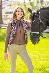 Chocolate Brown Pansies Reversible Puffer Vest w/Chocolate Brown Reverse Kastel Denmark US