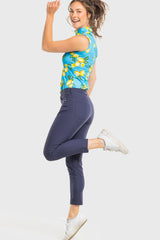 Azure Lemons Ruched Back Sleeveless 1/4 Zip Shirt Kastel Denmark