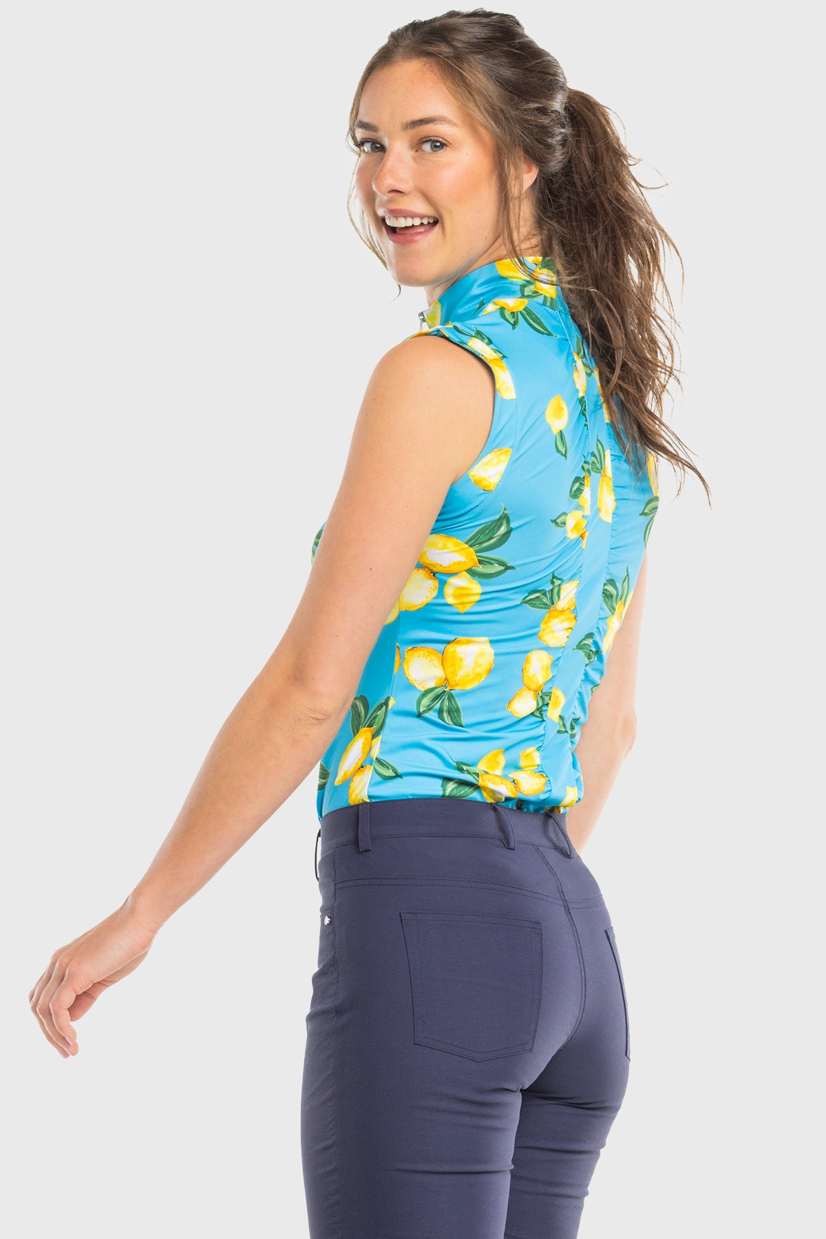 Azure Lemons Ruched Back Sleeveless 1/4 Zip Shirt Kastel Denmark
