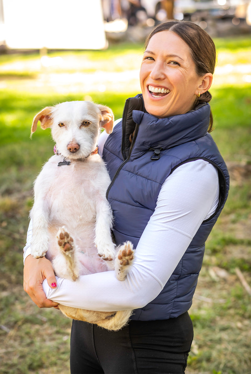 Navy and Black Reversible Quilted Puffer Vest - [Kastel]