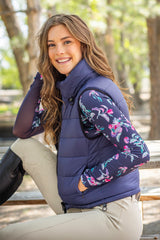 Navy and Black Reversible Quilted Puffer Vest - [Kastel]