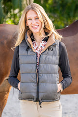 Camel & Slate Reversible Puffer Vest Kastel Denmark