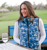 Pacific Blue Wild Rose & Black Reversible Puffer Vest Kastel Denmark