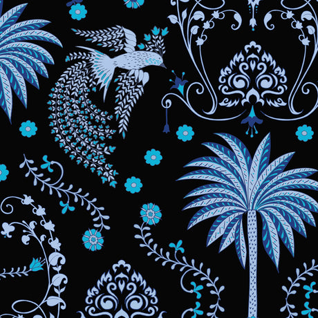 Long Sleeve French Blue Regal Palm Raglan 1/4 Zip Sun Shirt - [Kastel]